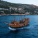 A galleon ship sailing along the coast near Dubrovnik, Croatia